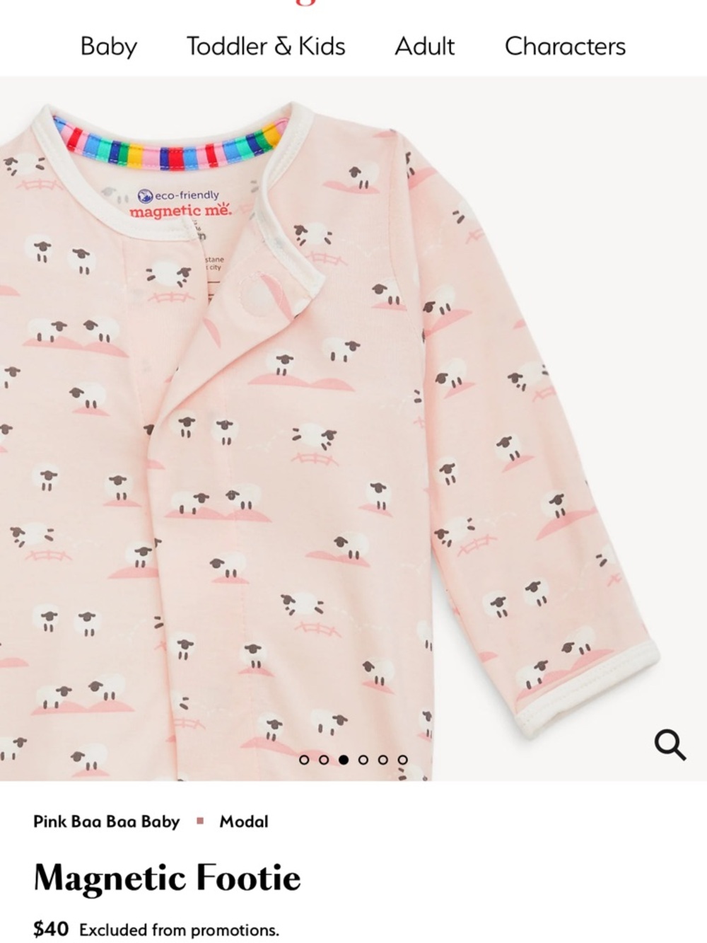 Magnificent Baby Pink Footed One-Piece with Sheep Print